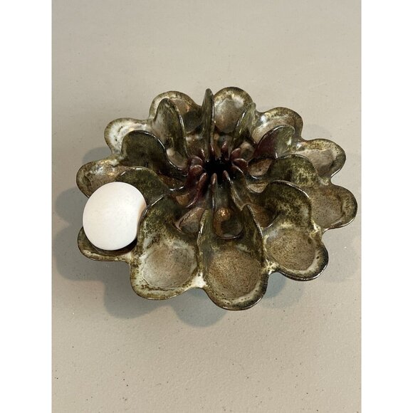 Ironfoot Pottery Sculpture Pipe Holder or Deviled Egg Dish? Amish Made Art - Picture 3 of 13